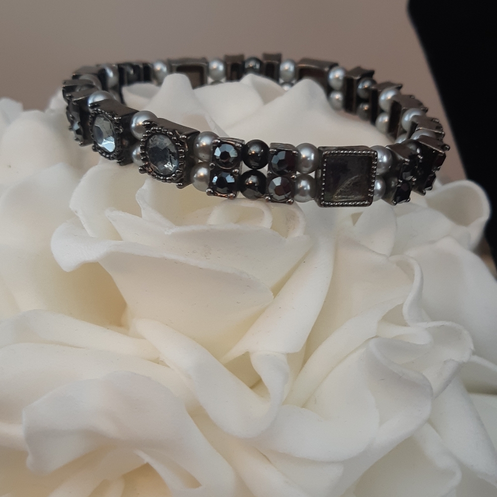 2 PC Set Pewter Magnetic Necklace And Bracelet